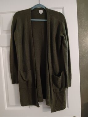Target A new day Olive Open-Front Pocket Cardigan Sweater, worn Once,oversized